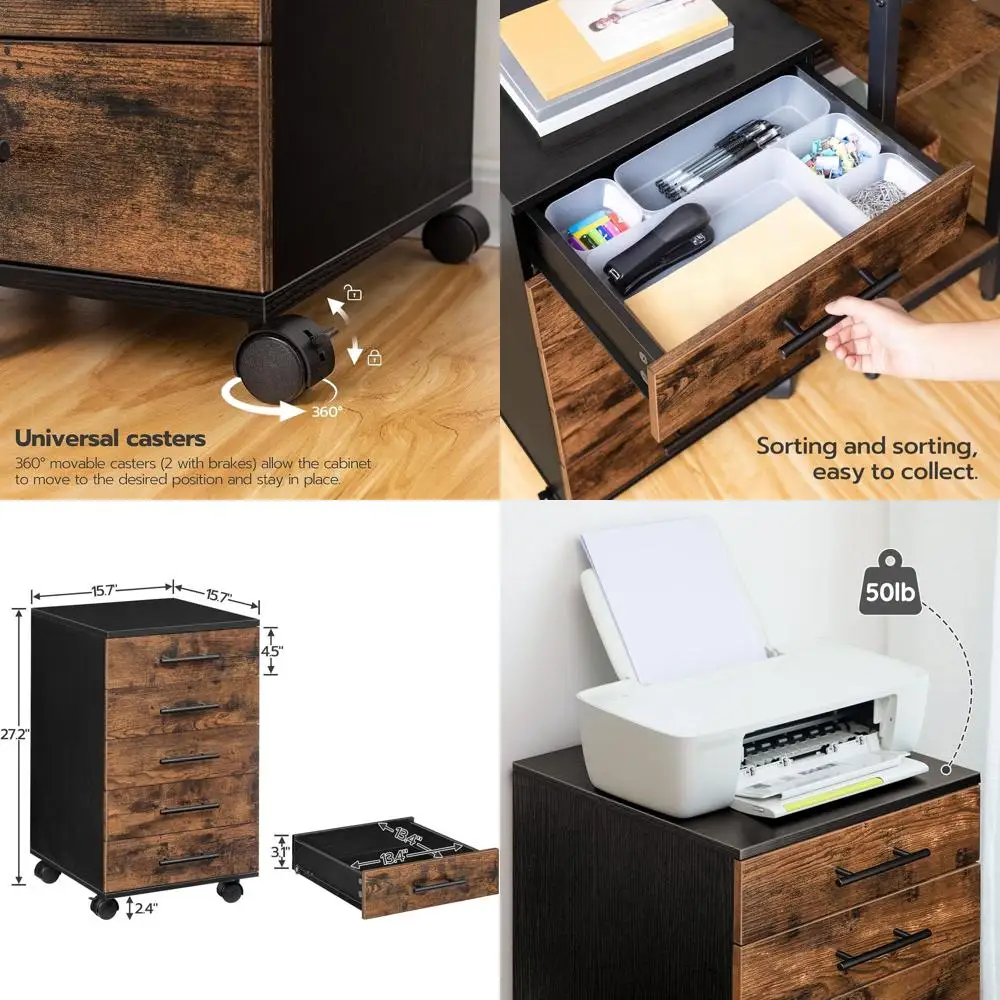 

Шкаф для документов с 5 ящиками, Офисный шкаф для документов с ящиками, Деревянный мобильный шкаф для хранения вещей на колесах, для макияжа, Домашний офис, E
