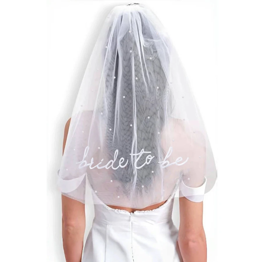 1 Bridal Veil Headband for Bachelorette Parties, White Butterfly Wedding Veil Engagement Accessory Women's Hair Clip image 2