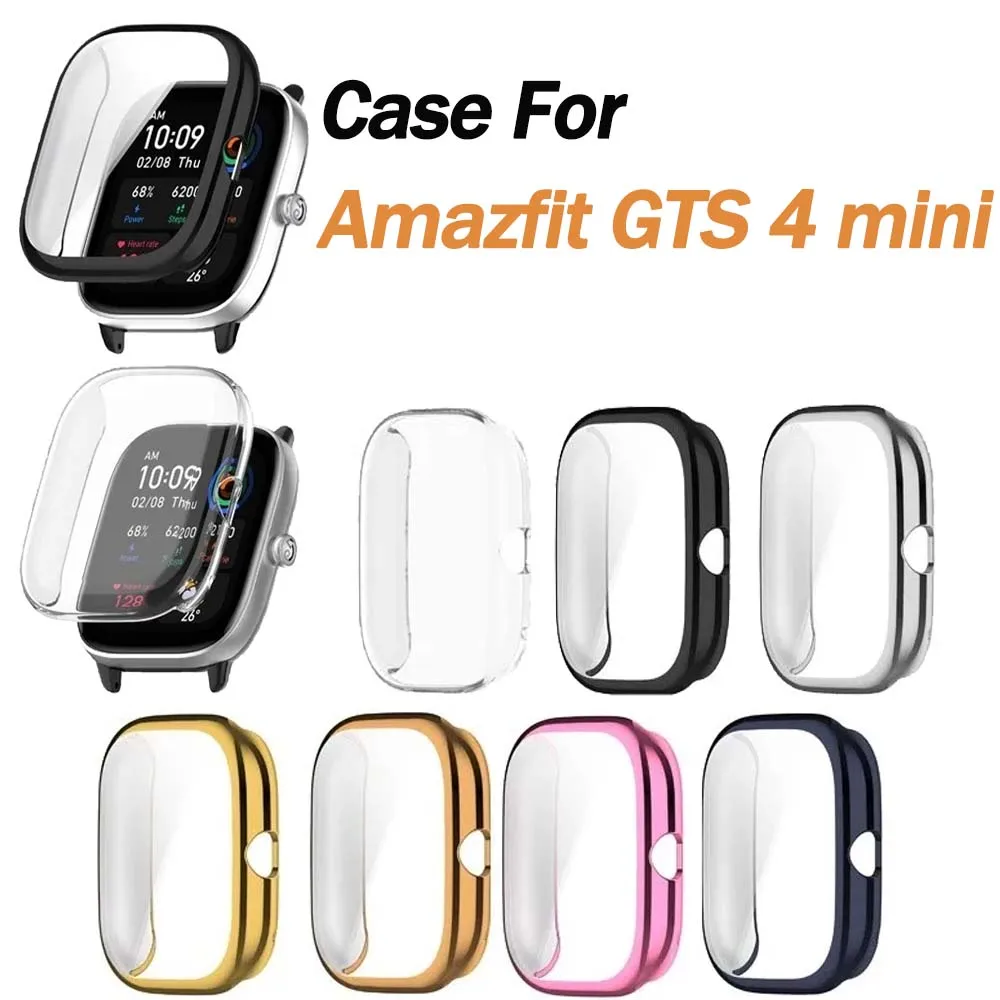 Schlanke TPU-Schutzhülle mit Displayschutzfolie für Huami Amazfit GTS4 mini