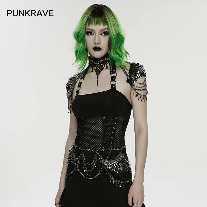 PUNK RAVE Women's Punk Aluminum Alloy Metals Such Blade Waist Chain Suitable for Different Body Types Party Club Accessories