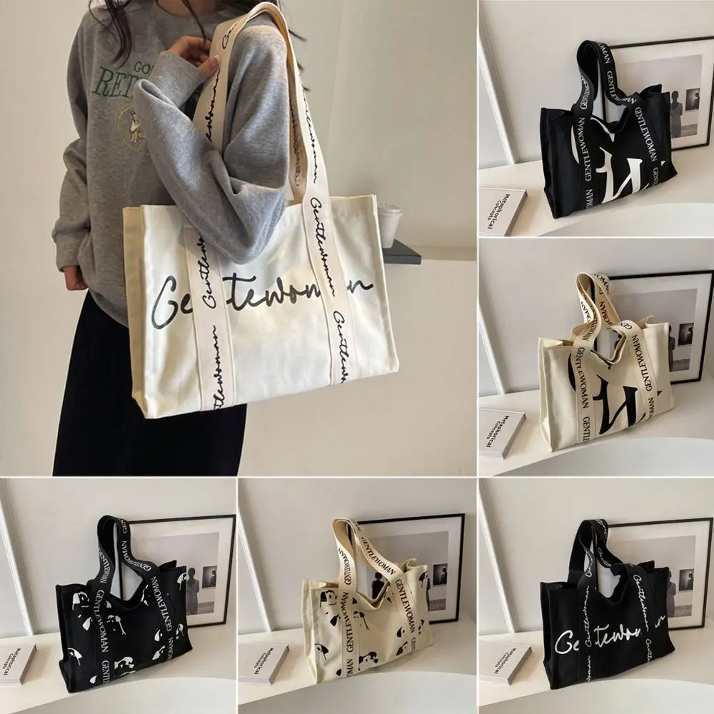 Large Capacity Tote Bags Fashion Gentlewoman Letters Canvas Crossbody Bag Handbags Students