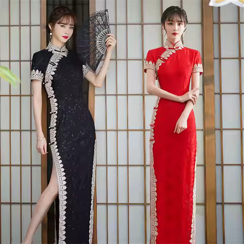 Young Style Cheongsam Elegant Temperament Girl Chinese Traditional Dress Bridal Evening Banquet Gown Oriental Qipao Vestidos New