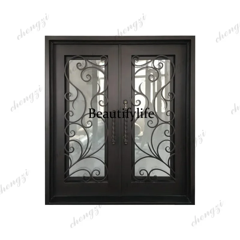 TTT  Customization Hot Sale Luxury Exterior Front Wrought Iron Door Designs Good Prices With Lion Head Decoration