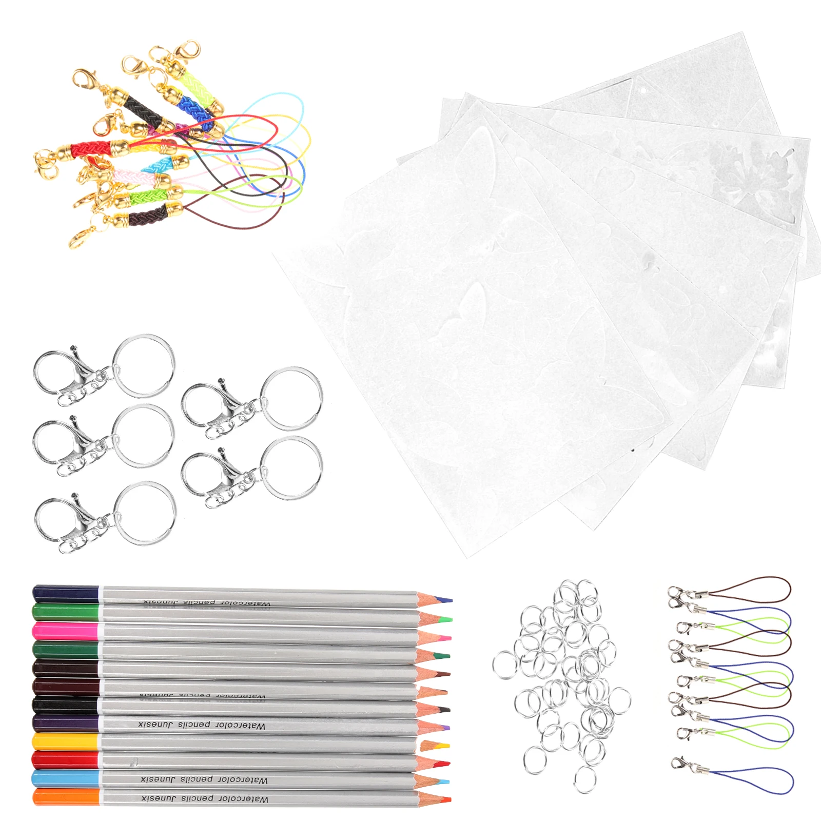 

1 set 20145-2# Shrink Film Keychain Kit Diy Crafts Printable Making Manual Sheet Set Crafting Accessories Handmade Decorations