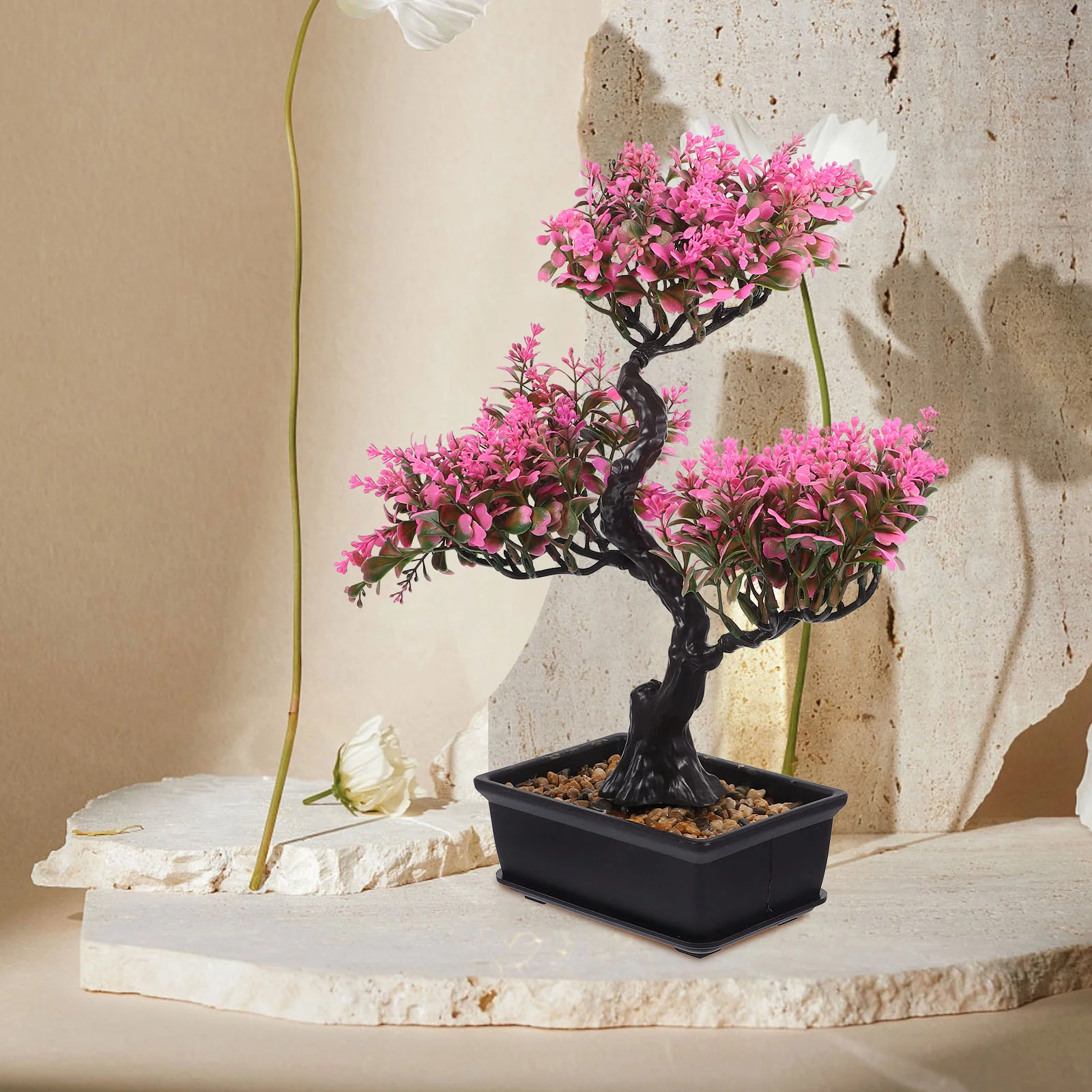 

Artificial Plant Bonsai Fake Ornaments Imitation Pink Home Decor Decors False Green Plants Desktop Adornments