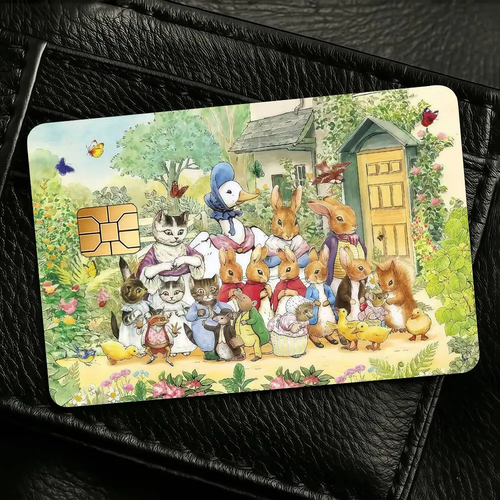 Cartoon P-Peter R-Rabbit Credit Skin Cover Card Stickers 4PCS Film Bus Pass Front Decoration Bank Debit Waterproof