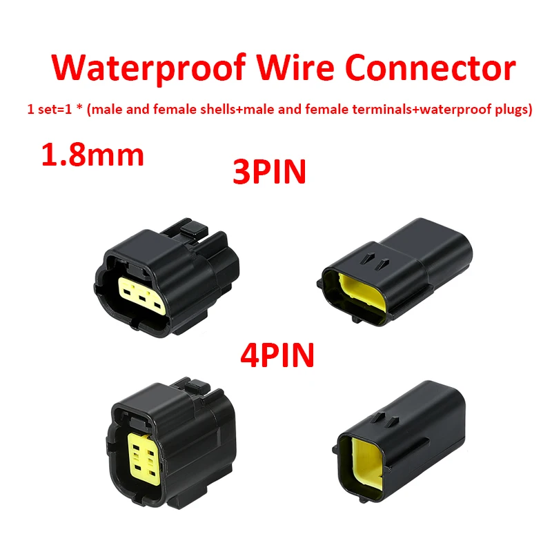3/4Pin  Auto Waterproof Wire Connector Electrical Plug Car Sealed Truck Harness Socket With Terminal