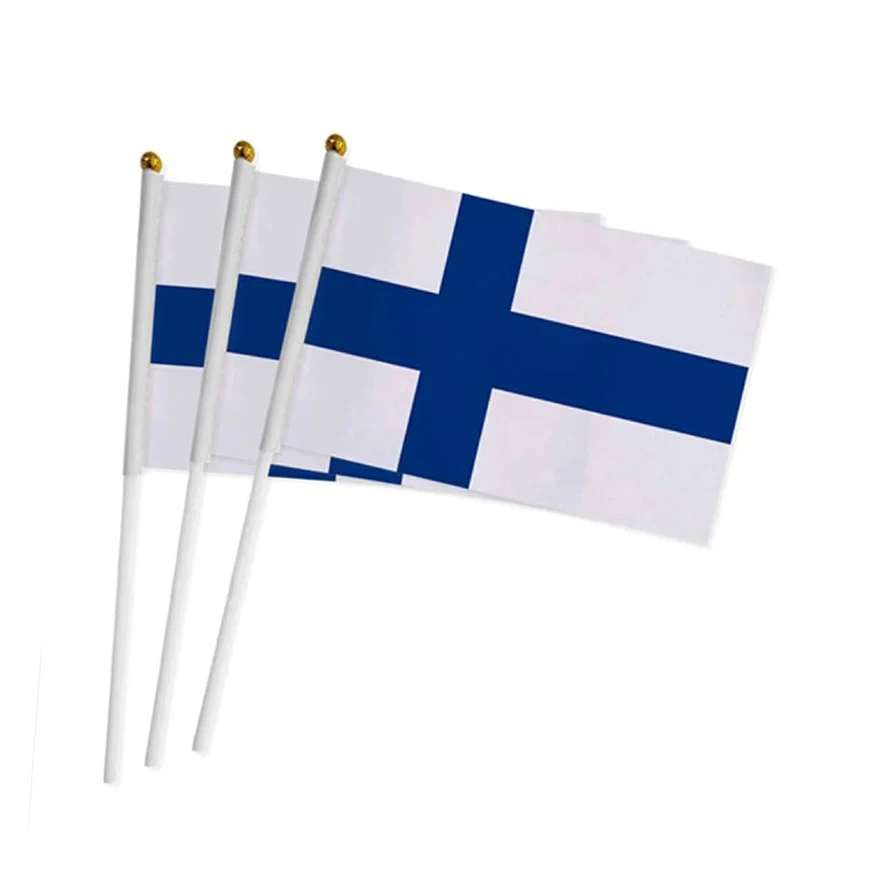 Finnland Hand Flagge 14*21cm finnische National flagge kleine Hand wehende Flagge Indoor Outdoor Wohnkultur