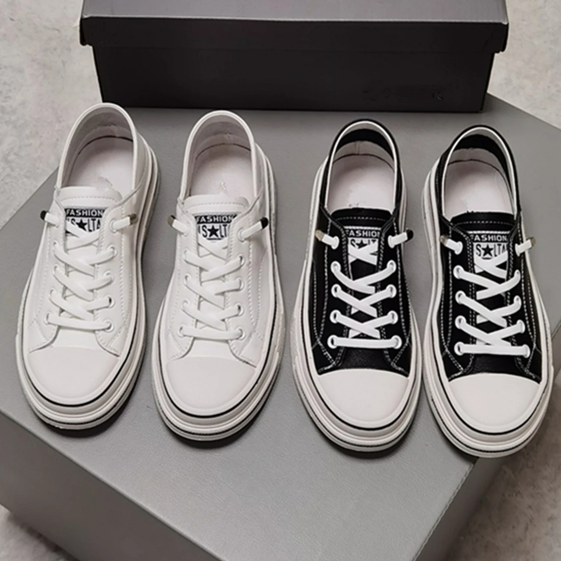 

Jenny&Dave Fashionable Girls Casual White Shoes Woman Thick Bottom Vintage Genuine Leather Soft Sneakers Shoes Women
