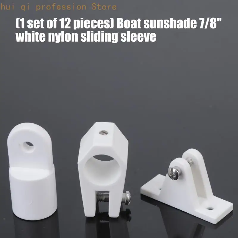 7/8 Inch Marine Top Jaw Slide Fittings, White Nylon 12 Piece Boat Hardware Set H8WE