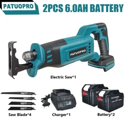 PATUOPRO Brushless Electric Reciprocating Cordless Saw Cut Saw Handheld Wood Cutting Tools With Saw Blade For Makita 18V Battery