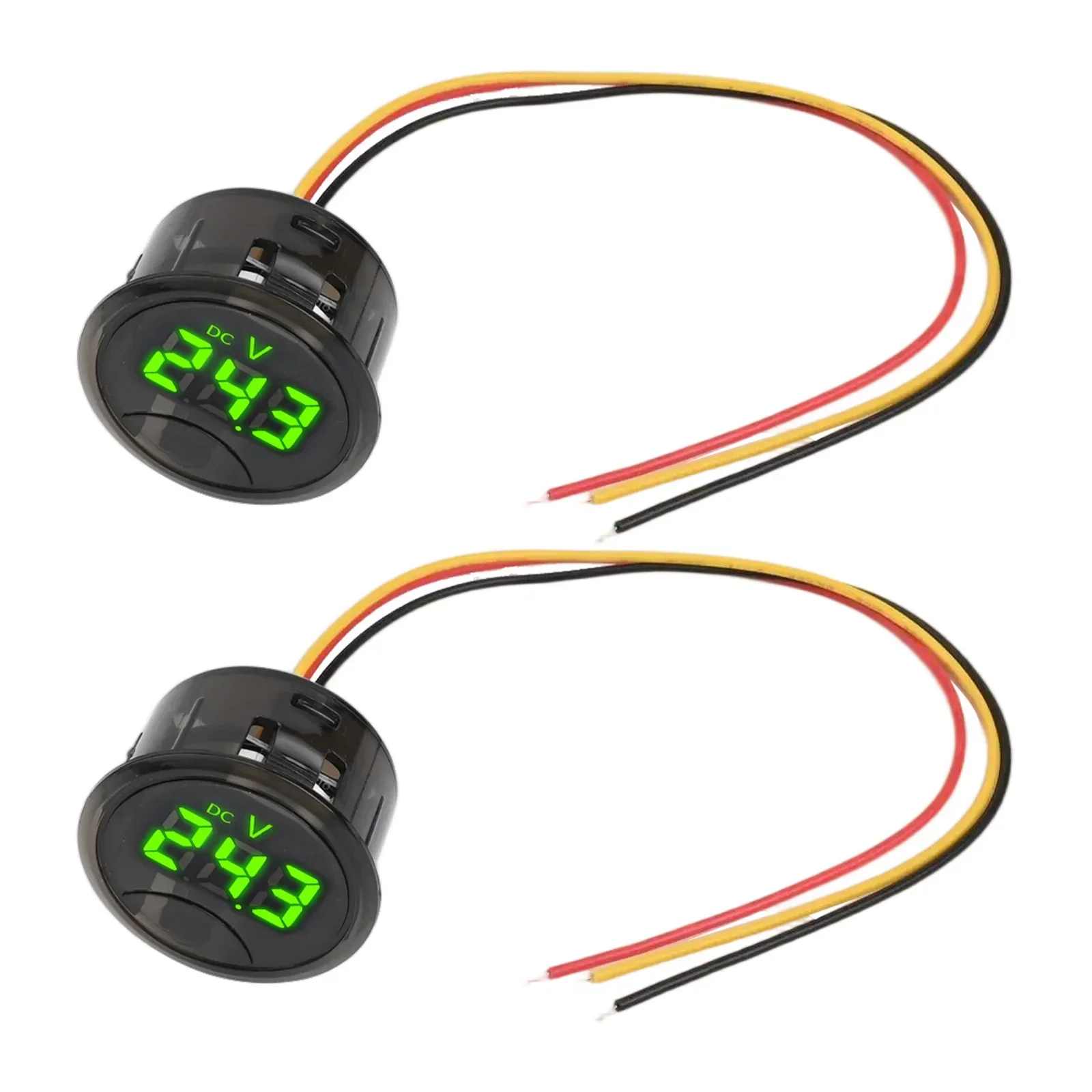 

Set Of Two Green LED Battery Meters Featuring User Friendly Design For Measuring Voltages Between Seven And Hundred Twenty