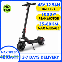 EU ES01 PEAK 1000W 48V 12.5Ah Dual Motor Adult  Electric Scooter Speed 45km/h Range 60km 9inch tyres Foldable Electric Scooter