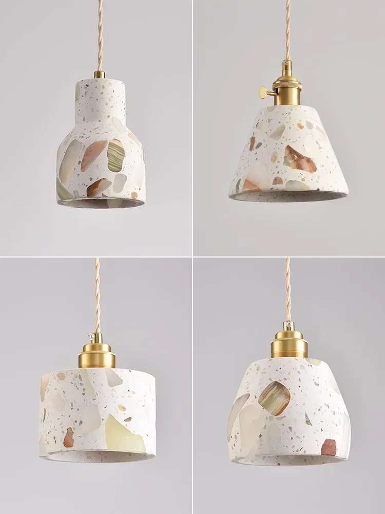 Nordic Creative Terrazzo Bar Desk Pendant Light Lamp Modern Retro Homestay Bedroom,Bedside Coffee Shop Small Chandelier