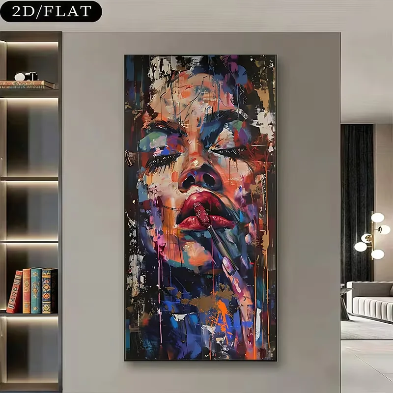 2D Flat, [2D Flat] Wall Décor - 1 Unframed Canvas Painting, 2D Flat Unframed Canvas, 27.5x55.1 Inches (70x140cm), Modern Abstrac