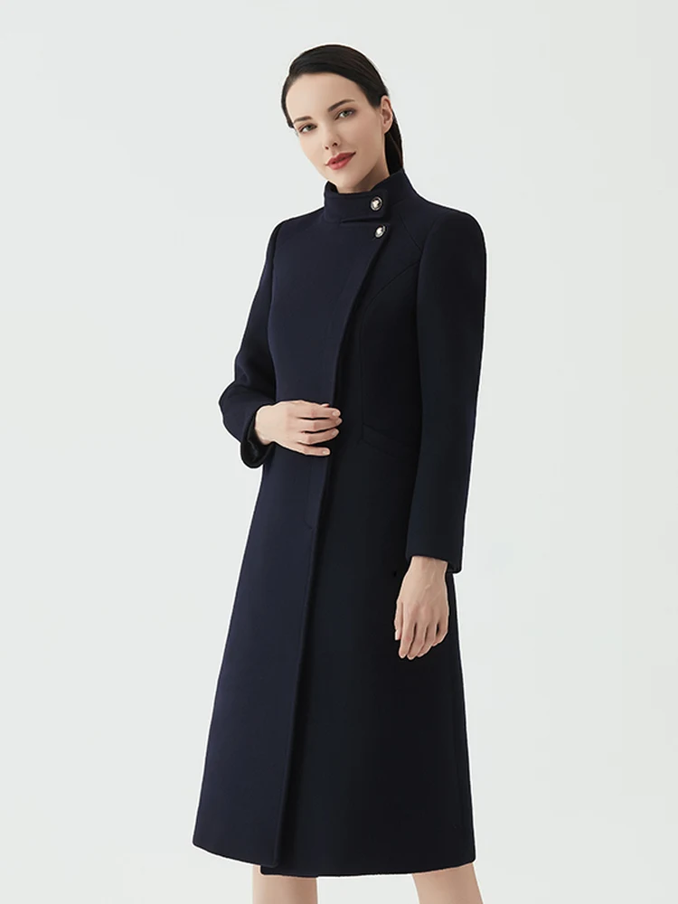 

Шерстяное пальто для стюардесс, женское, средней длины, зимнее, королевский синий цвет, рабочая одежда, деловой костюм, шерстяное пальто-оверсайз, для работы, офисный стиль, Sli...