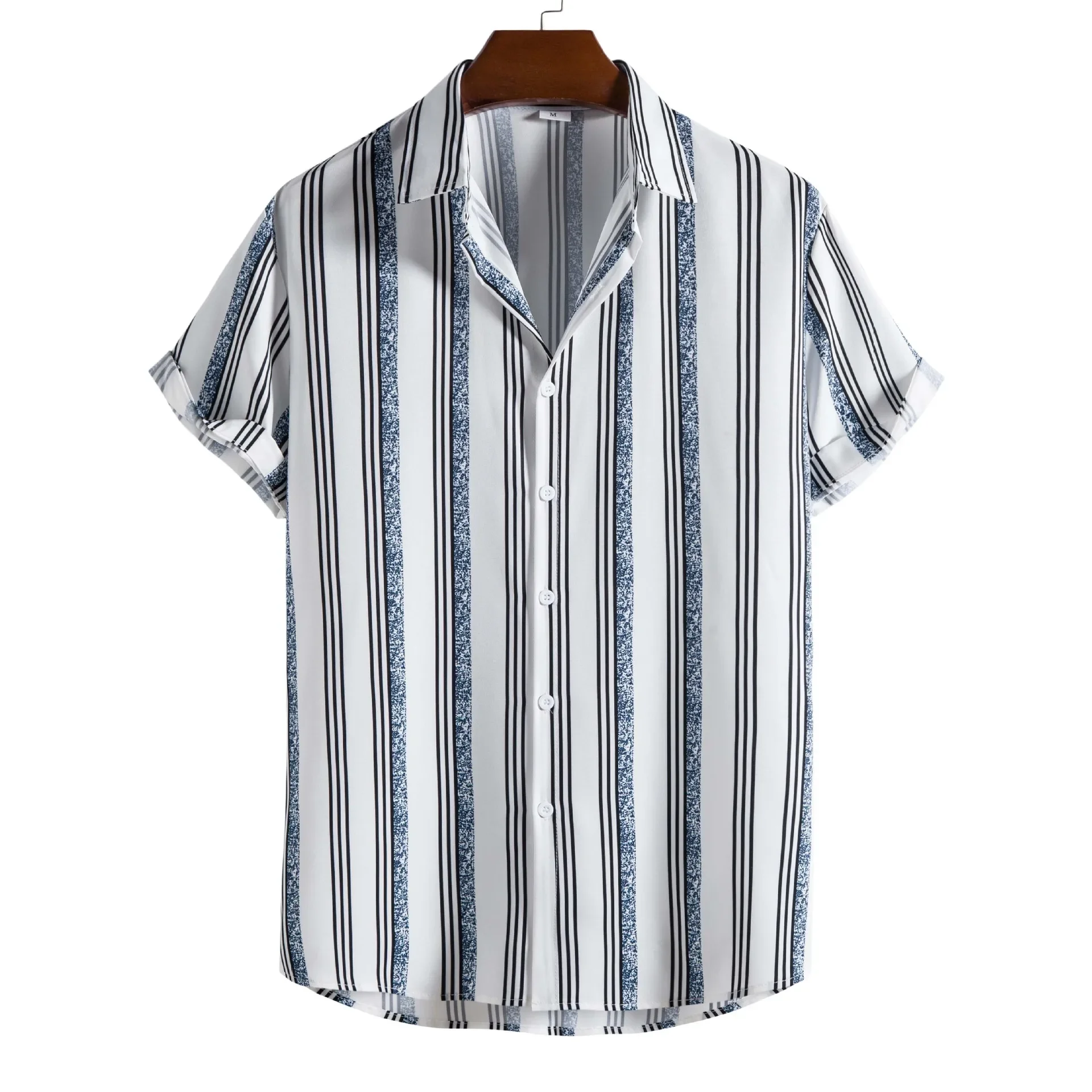 

Mens Striped Beach Shirts Short Sleeve Button Down Hawaiian Shirt Men Slim Fit Harajuku Streetwear Shirt Male Camisa Hombre XXL