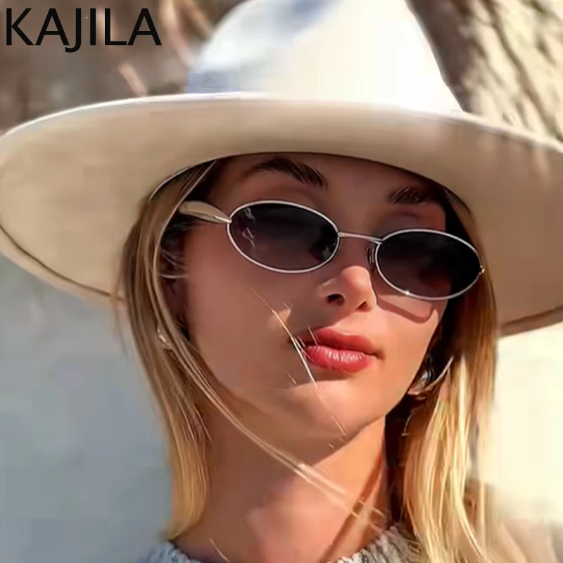 خمر إطار صغير البيضاوي فاسق النظارات الشمسية النساء 2025 العلامة التجارية الفاخرة نظارات شمسية معدنية للسيدات موضة ريترو نظارات ظلال UV400 #4