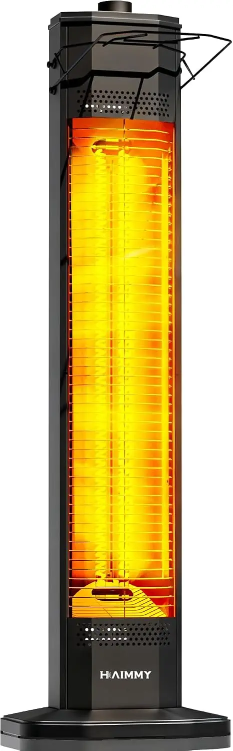 Outdoor Electric Patio Heater, 34- inch Outdoor Electric Patio Heater, 1500W Instant Heating, 3 Heat Levels, Tip-Over & Overheat