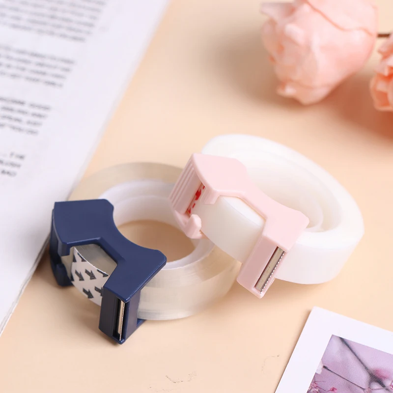 Writable Clear Adhesive Tape with Tape Cutting Tool Invisible Correction Tape School Stationery Protable Tape Dispenser