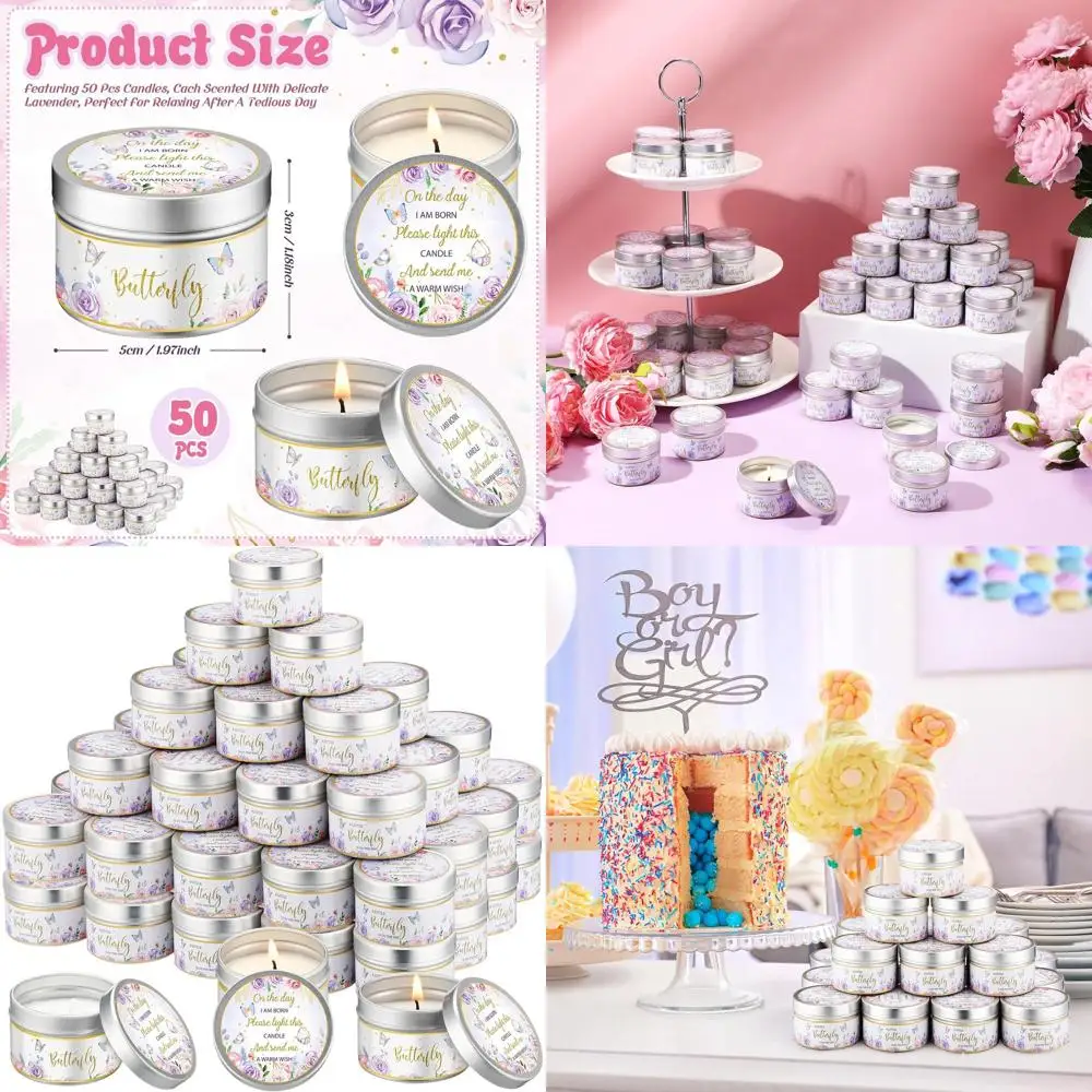 

50 лавандовых ароматических свечей для вечеринки по случаю рождения ребенка, подарков на гендер-пати и деревенских сувениров для гостей