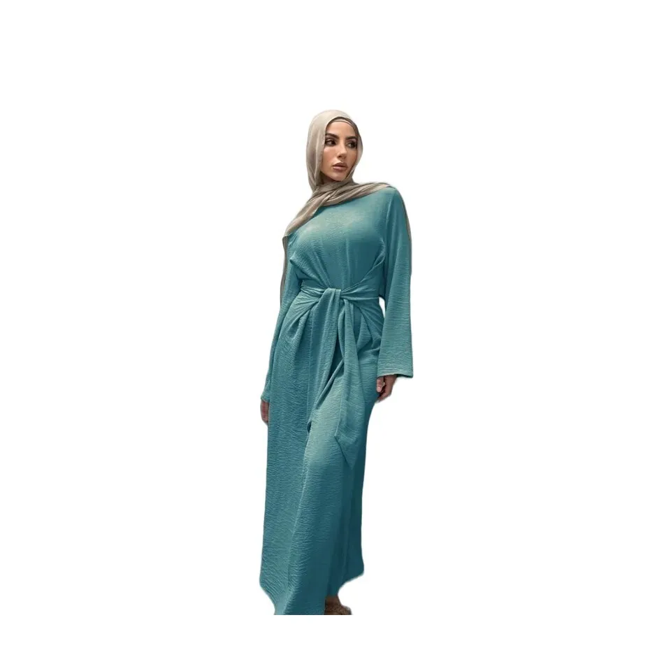 2024 Muslim women dignified dress Dubai abaya solid prayer clothing fashion Türkiye