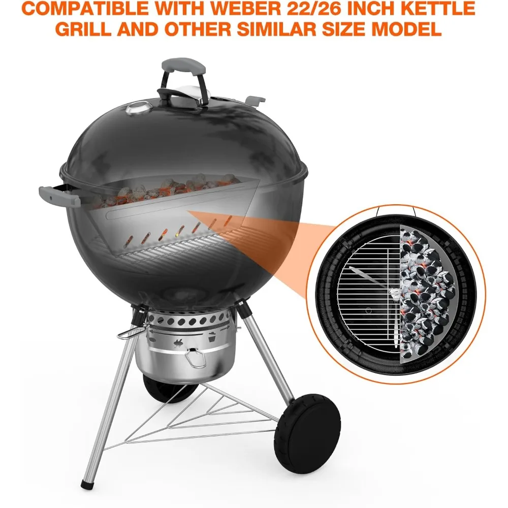 Tempat Briket Arang Keranjang Arang Baja Tahan Karat untuk Pemanggang Ketel Weber 22 Inci dan Pemanggang Arang Serupa Lainnya