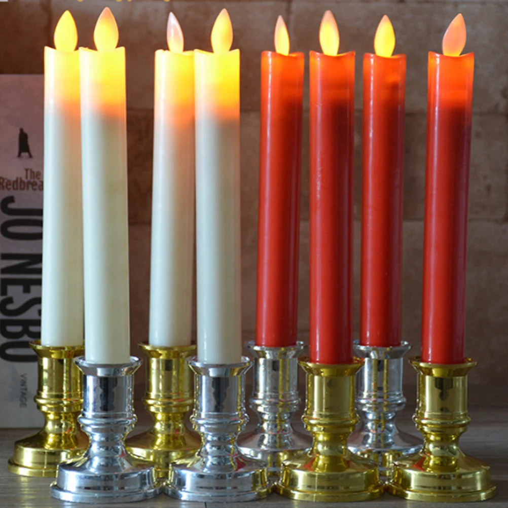 1Pair Electronic Light LED Long Rod Swing Simulation Lamp Silver Base Red Pattern Energy Saving Outdoor Decor