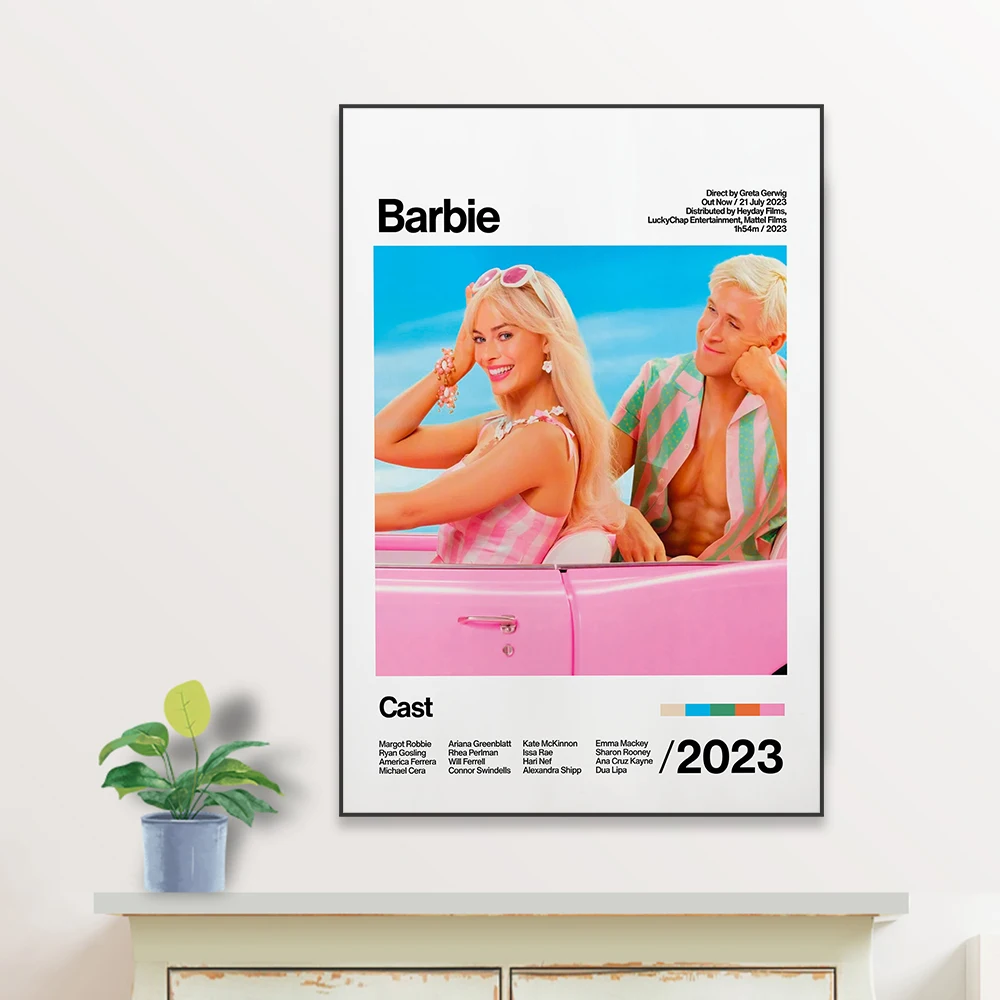 

Movie Poster Artwork Prints Modern Barbie 2023 Poster Vintage Bedroom Minimalist Canvas Painting Girl Room Wall Art Decor