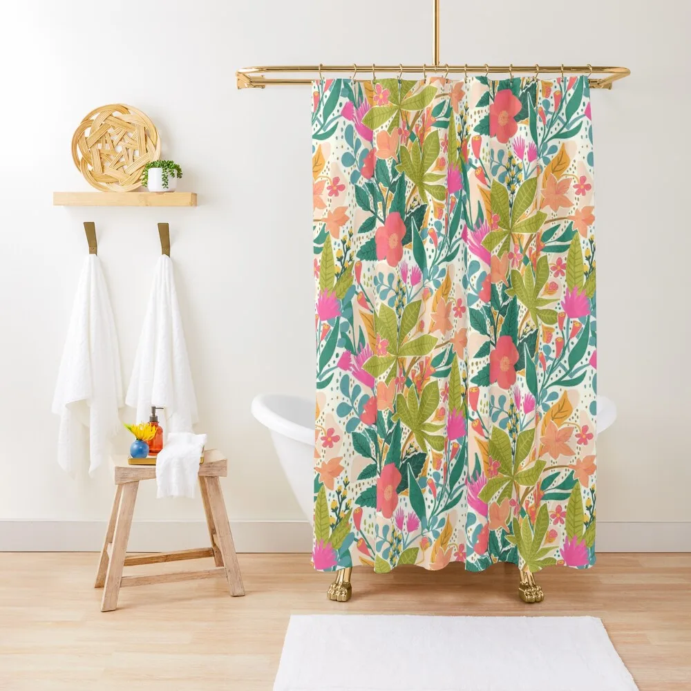 

Bohemian Garden Shower Curtain Shower For Bathrooms Anti-Mold Waterproof Shower Waterproof Fabric Bathroom Curtain