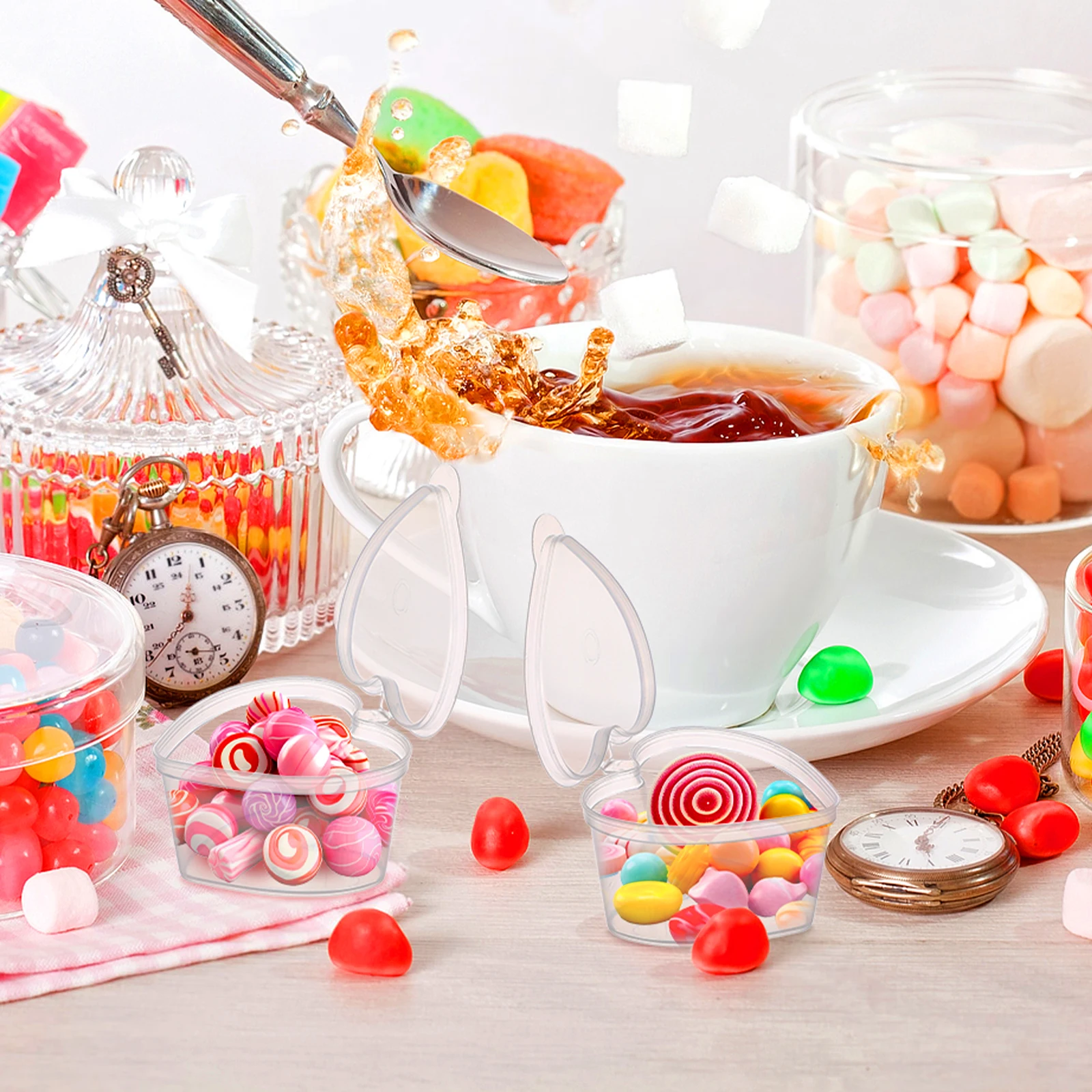 

25pcs Heart Shape Storage Box Transparent Pp Material Jewelry Organizer Diy Clear Case For Home Dresser Sundries Keeper