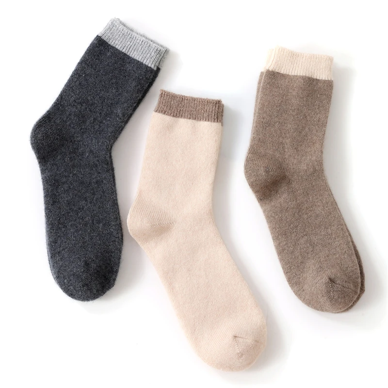 

100% Cashmere Color-Block Knitted Socks for Men And Women Warm Thick Winter Comfortable Winter Socks New Hot Selling