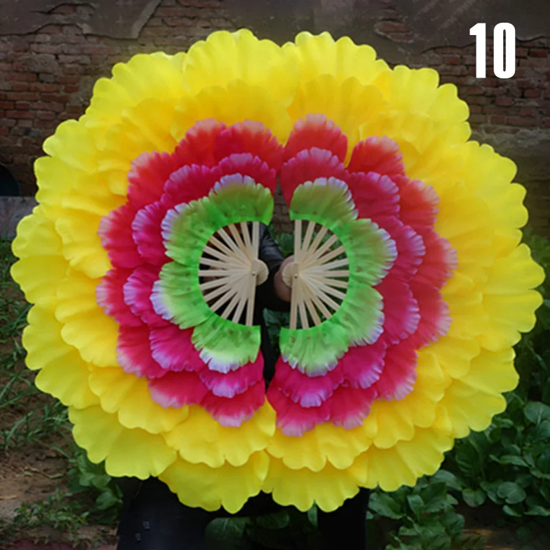 92cm Half-folded Dance Fan Adult Double-sided Peony Hand Fan Square Dance Fan Club Performance Props Decorative Craft Fans