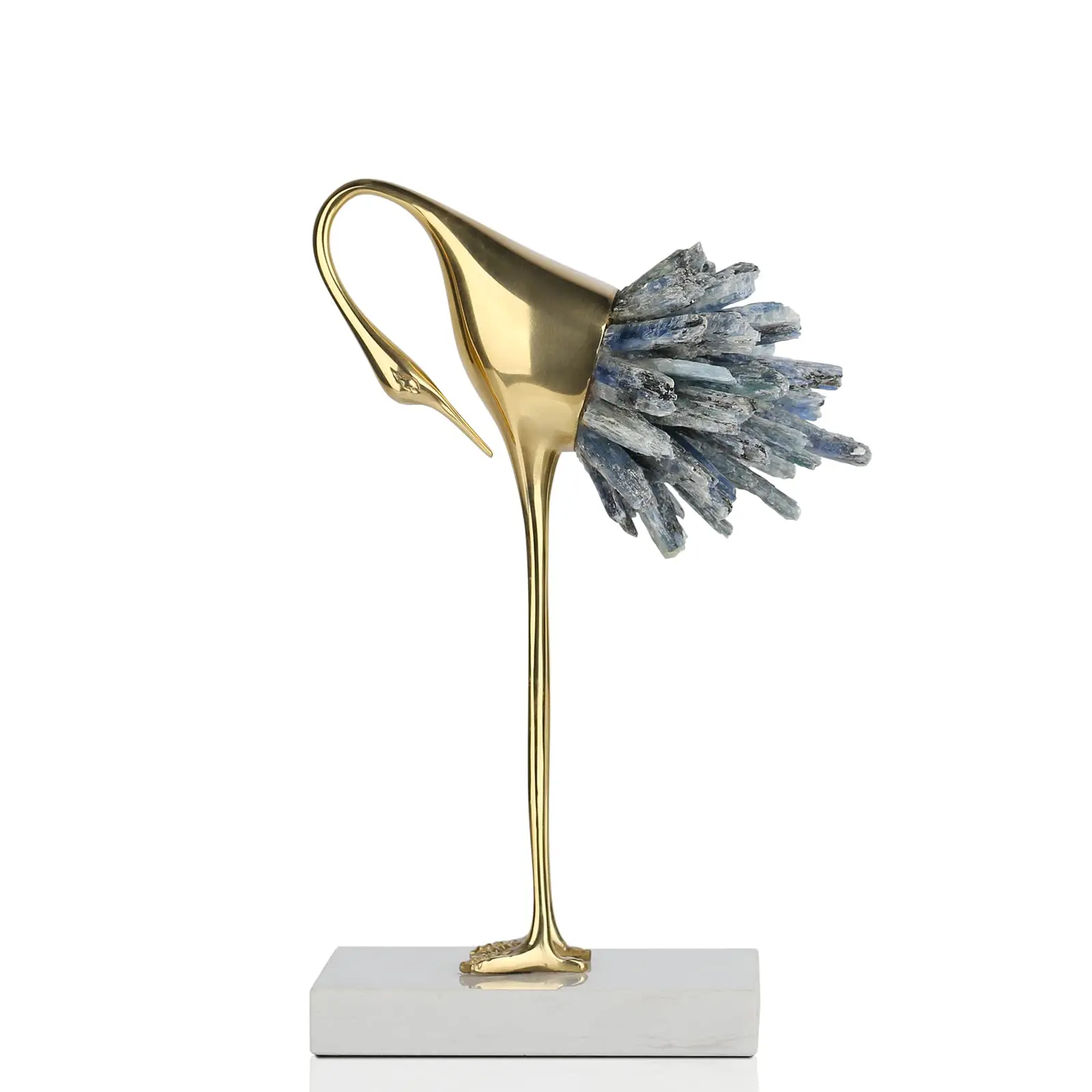 

Modern Luxury Golden Crystal Copper Crane Ore Animal Birds Statue Home Decoration Accessories Living Room Soft TV Cabinet Wine