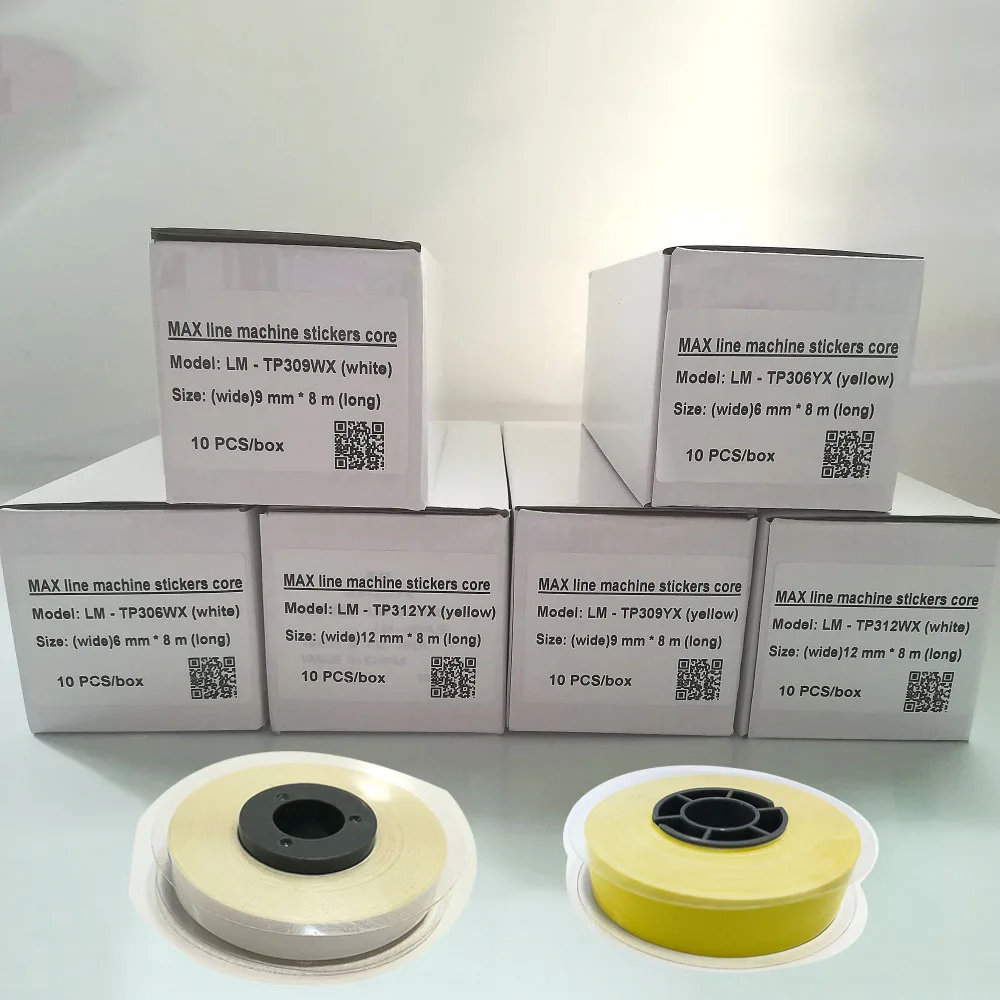 

PROMOTION Label Tape Core 6 9 12mmx8m Tube Printer Sticker For MAX Electronic Engraving Machine lm-380e lm-390a Typewriter