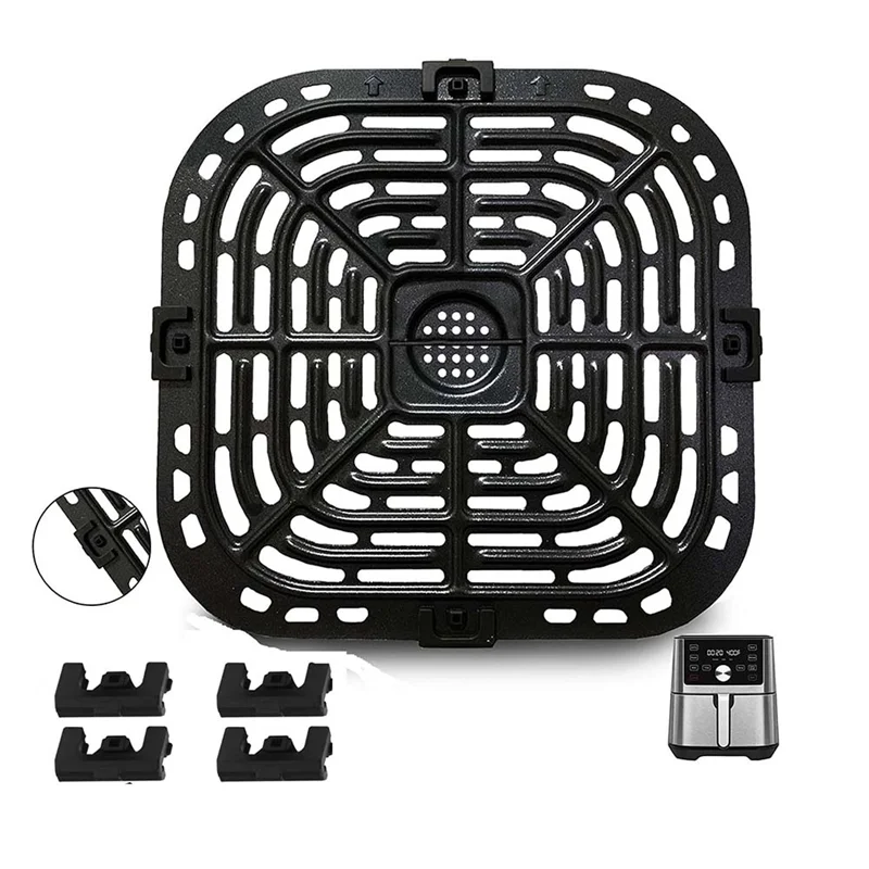 Air Fryer Grill Plate for Instants Vortex Plus 6QT Air Fryers, Upgraded Square Grill Pan Tray Replacement Parts