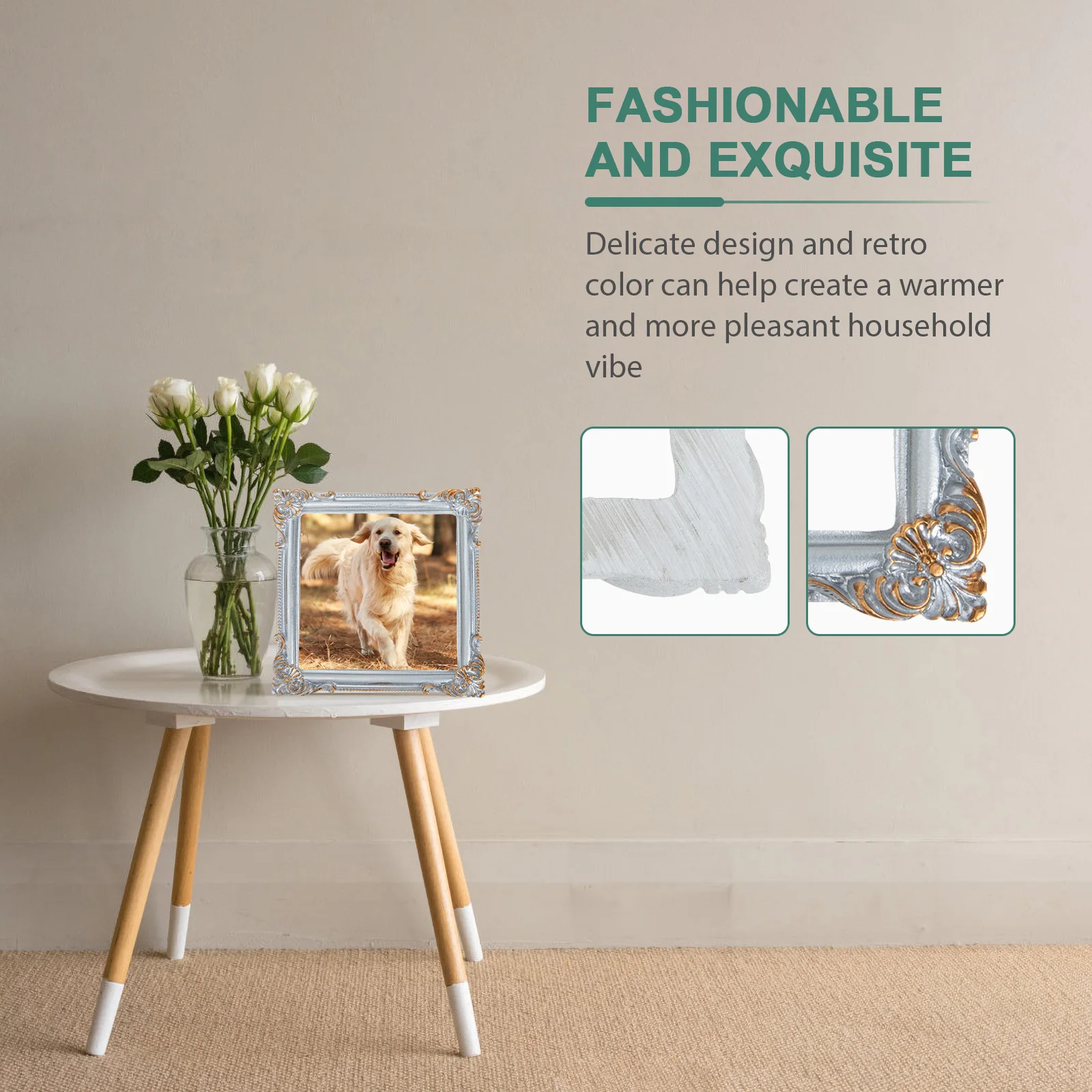 

Retro Photo Frame Prop Resin Material Decorative Picture Frame for Nail Jewelry Photography and Home Decoration Use