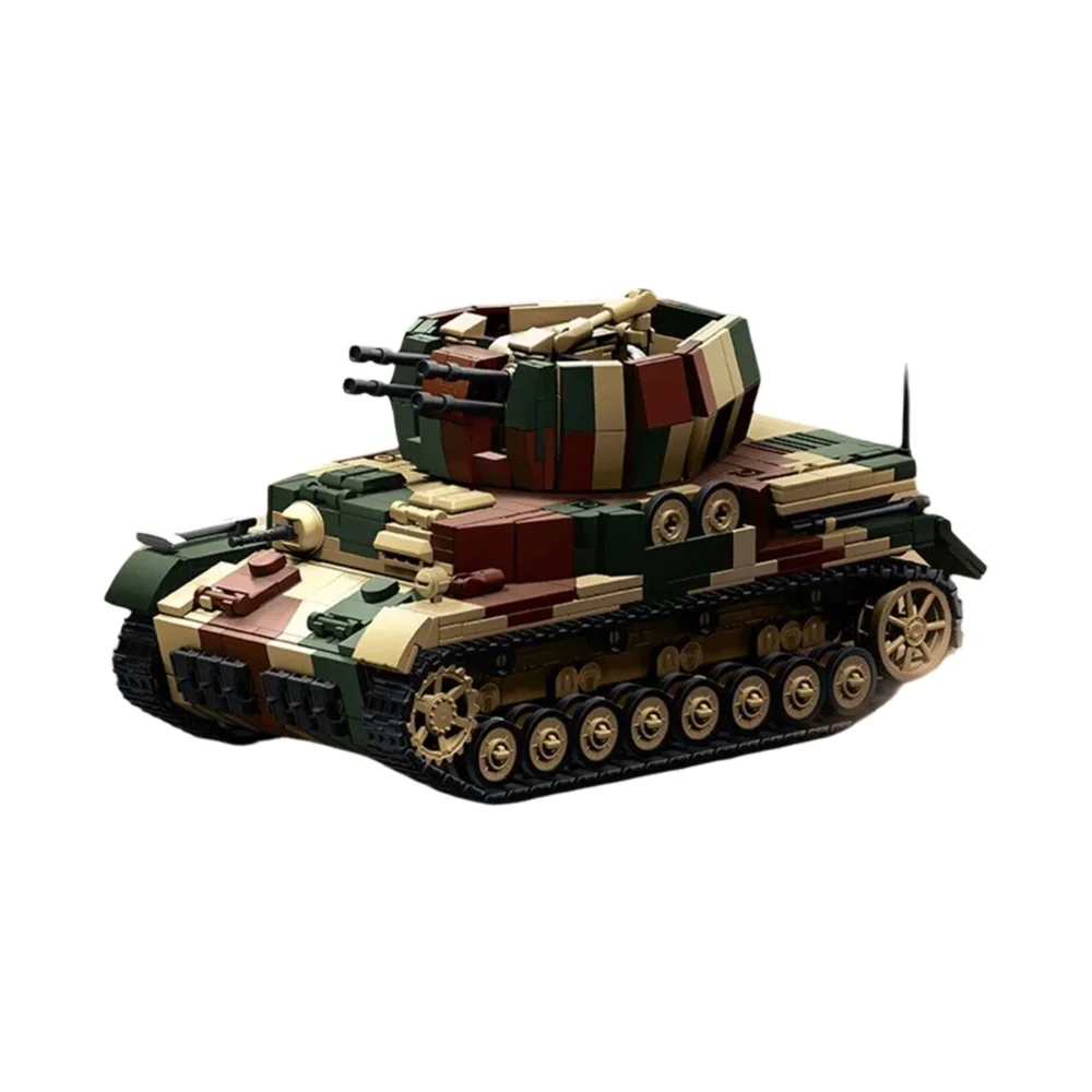 Militaire WWII Duitse Camouflage Stormdrain Luchtafweervoertuig NO.97031 Model Bouwstenen Jongens Educatief Speelgoed Geschenken - afbeelding 2