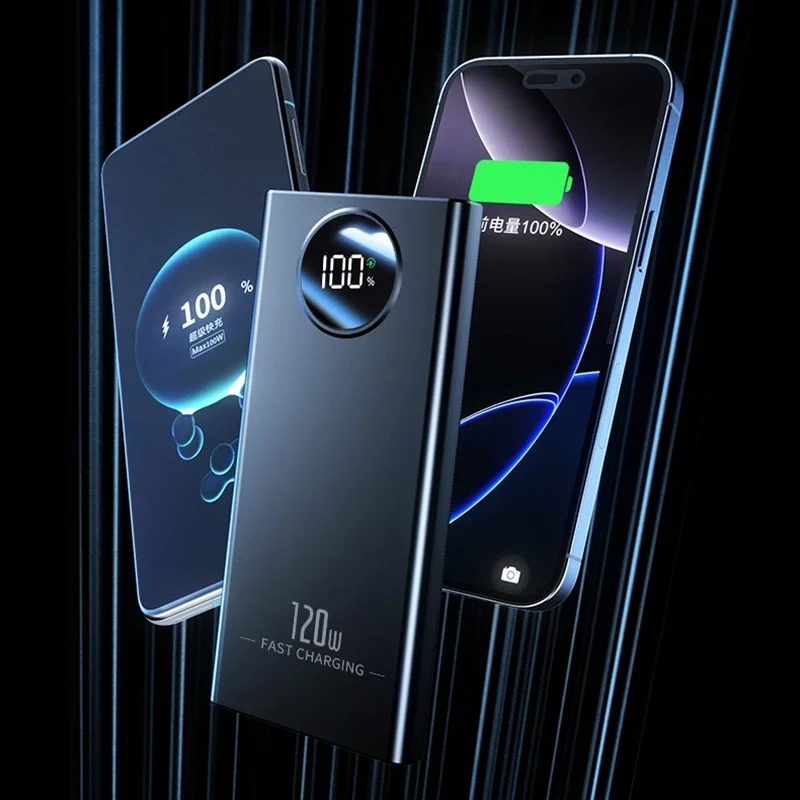 2025 جديد Xiaomi 50000mAh قدرة عالية 120 واط شحن سريع قوة البنك المحمولة شاحن بطارية خارجي مع شاشة ديجيتال LED