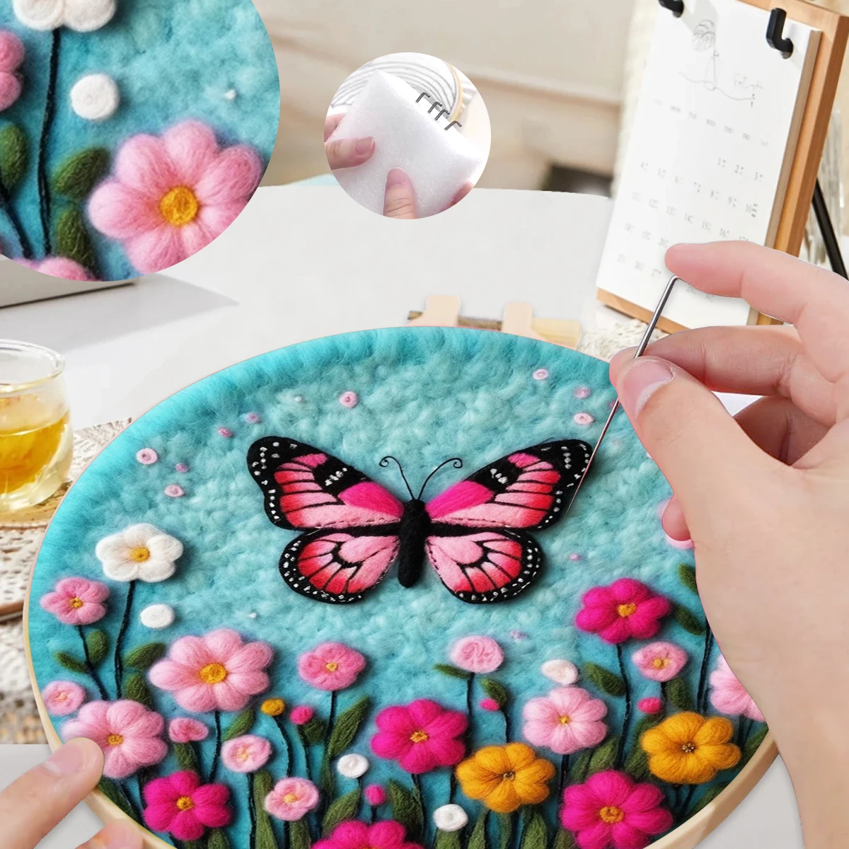 

SDOYUNO Wool Felt Painting butterfly Wool For Knitting Stitch Craft Material Art And Crafts With Needles Wool Felt Accessories