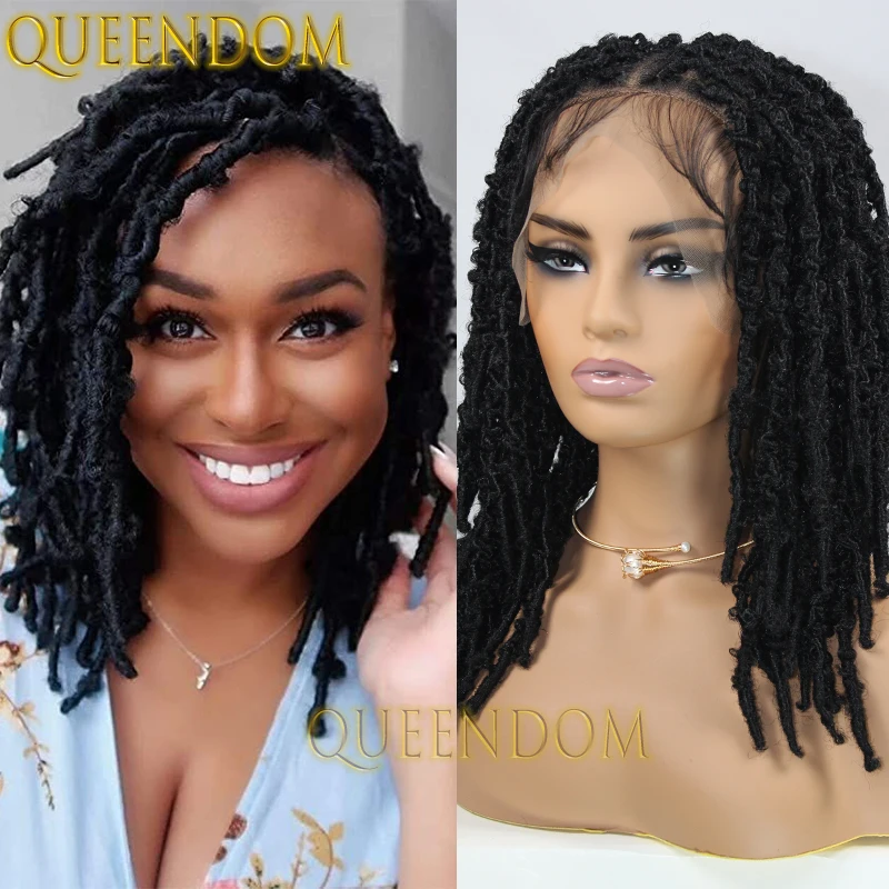 Synthetic 16 Inch Butterfly Locs Braid Wig Full Lace Box Braids Dreadlock Distressed Looped Wig Crochet Passion Twist Braid Wig