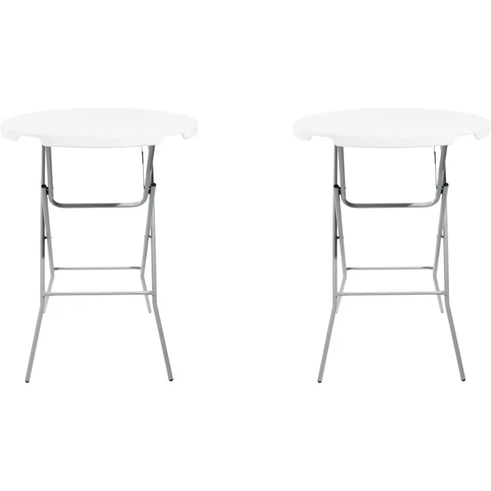 

32 Granite White Heavy-Duty Blow Molded Bar Height Plastic Folding Table for Camping, Parties, and Events