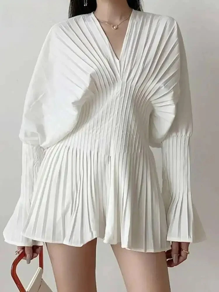 

Модные женские блузки, однотонные рубашки с v-образным вырезом и пышными рукавами, поясом на талии, тонкие пуловеры, летние рубашки