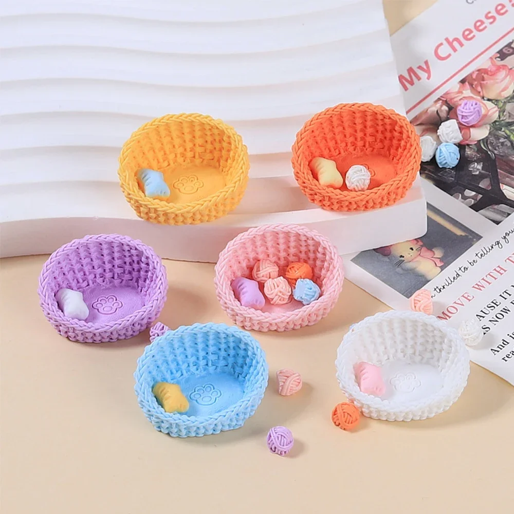 10PCS Colorful Cat Nest Series Miniature Flat Back Resin Cabochons For Hairpin Scrapbooking DIY Home Decor Craft Accessories