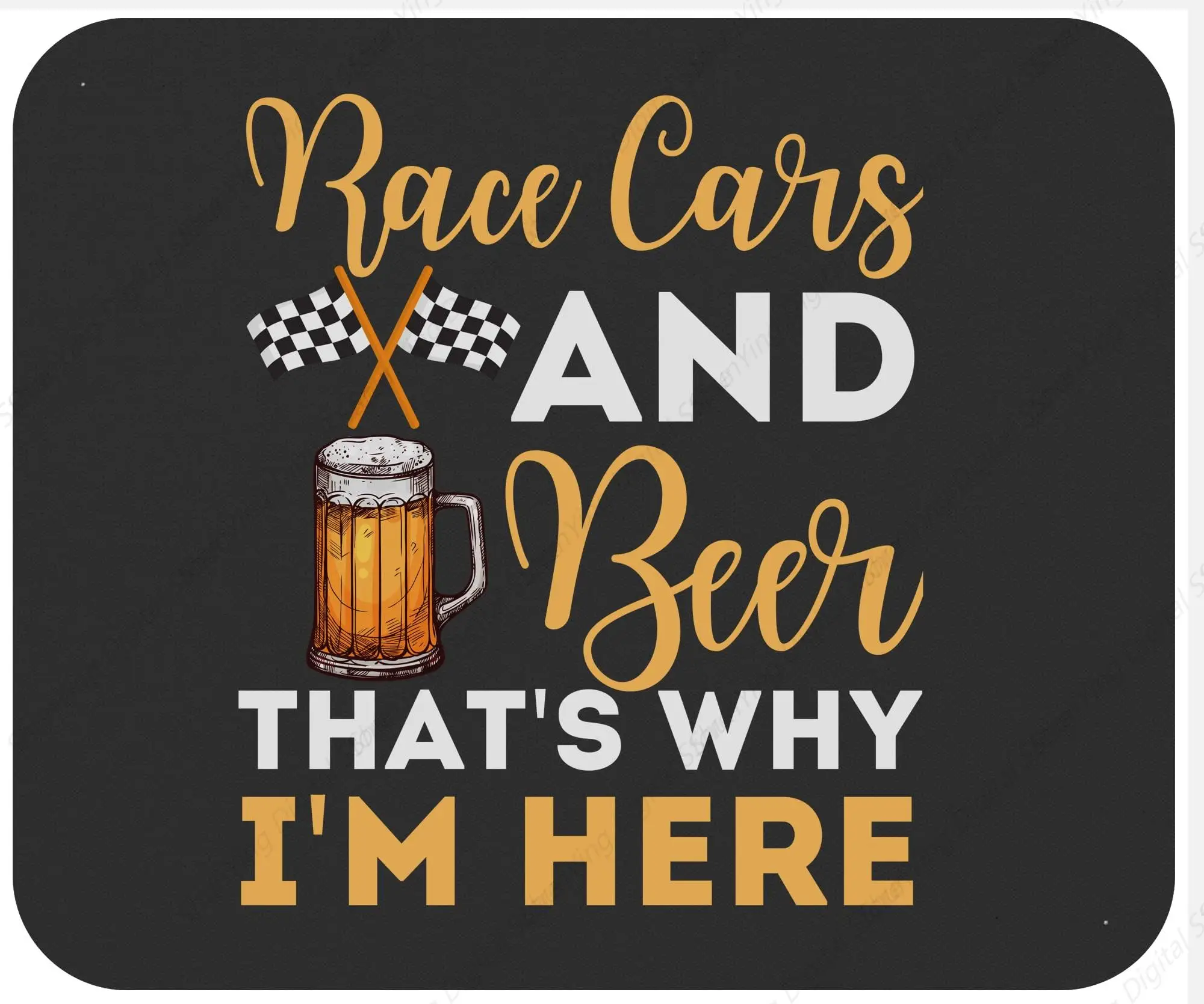 Beer Patterned Mouse Pad Checkered Flag Racing Track Beer Racing Office Anti Slip Rubber Mouse Pad 25*30cm