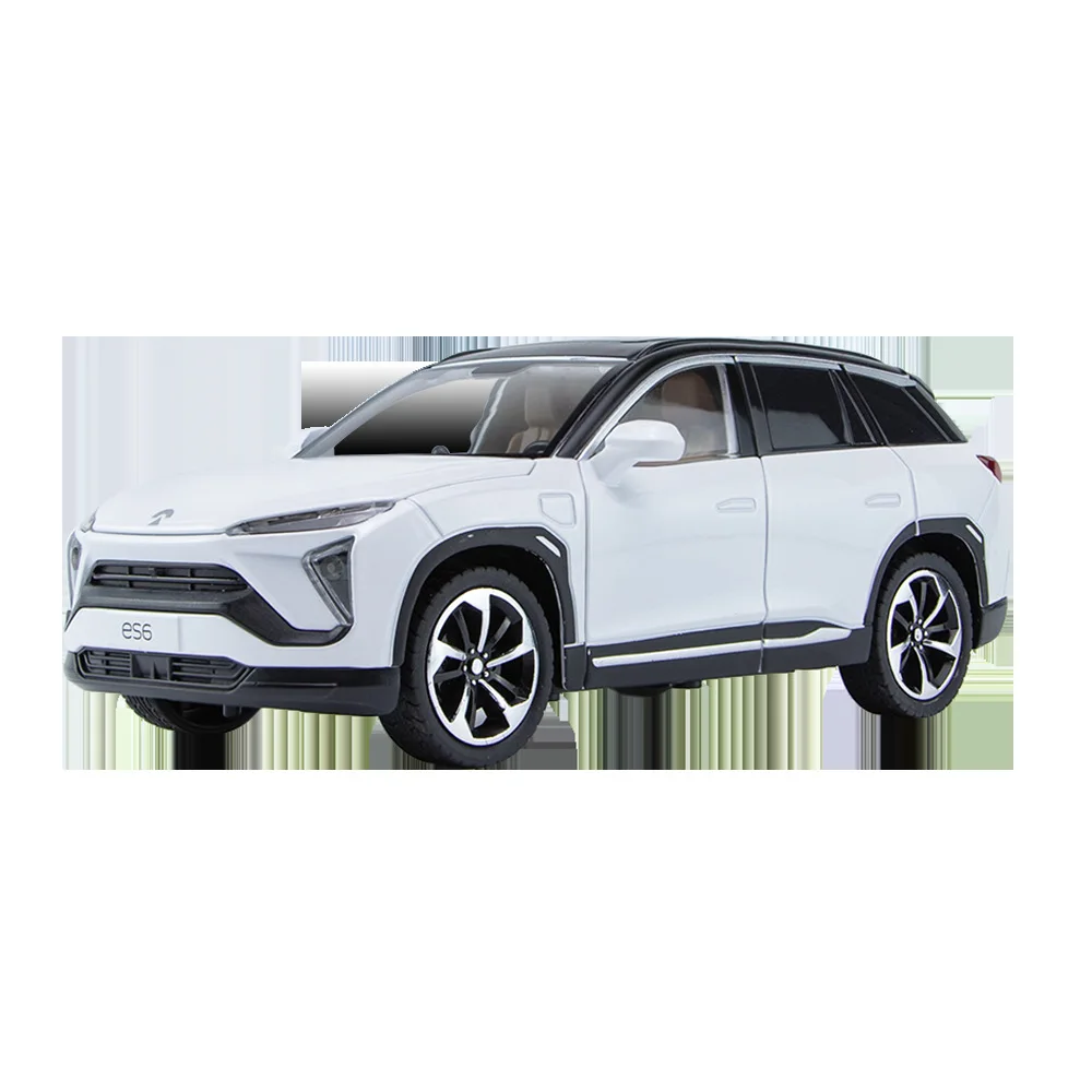 Diecast Metal SUV carro modelo, 1:24, NIO ES6, veículo de liga, coleção simulação, luz sonora, puxar para trás carro, A494