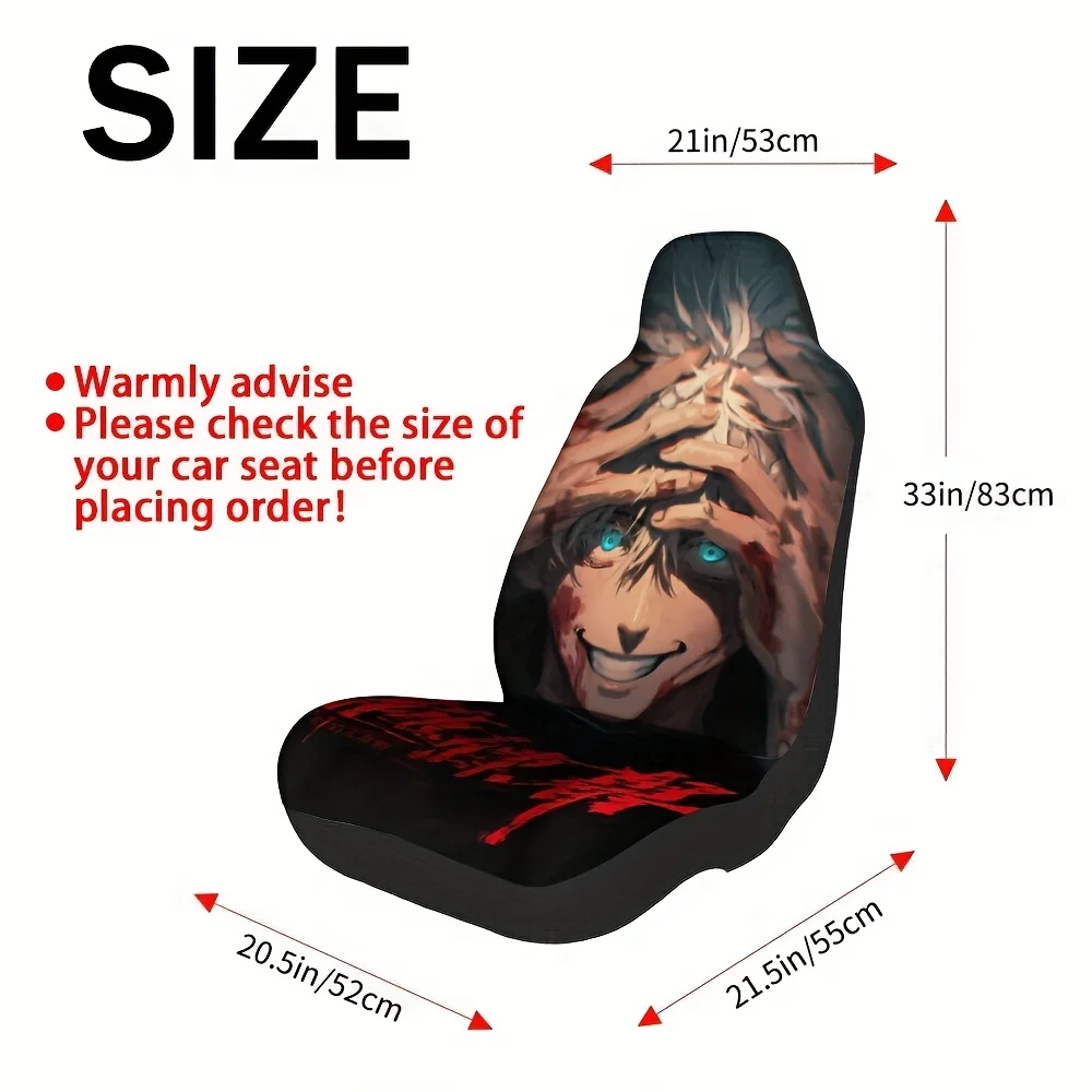 Set Of 2, Designed Car Covers Featuring Japanese Comic Art, Suitable For Year-Round Comfort, Compatible With Most Vehicles, Perf
