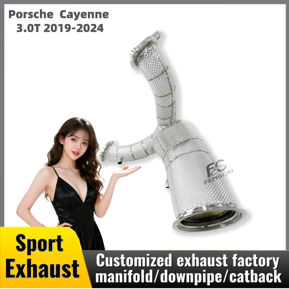 

Without cat exhaust pipe for Porsche Cayenne 3.0T 2019-2024 stainless steel exhaust pipe without light head exhaust upgrade
