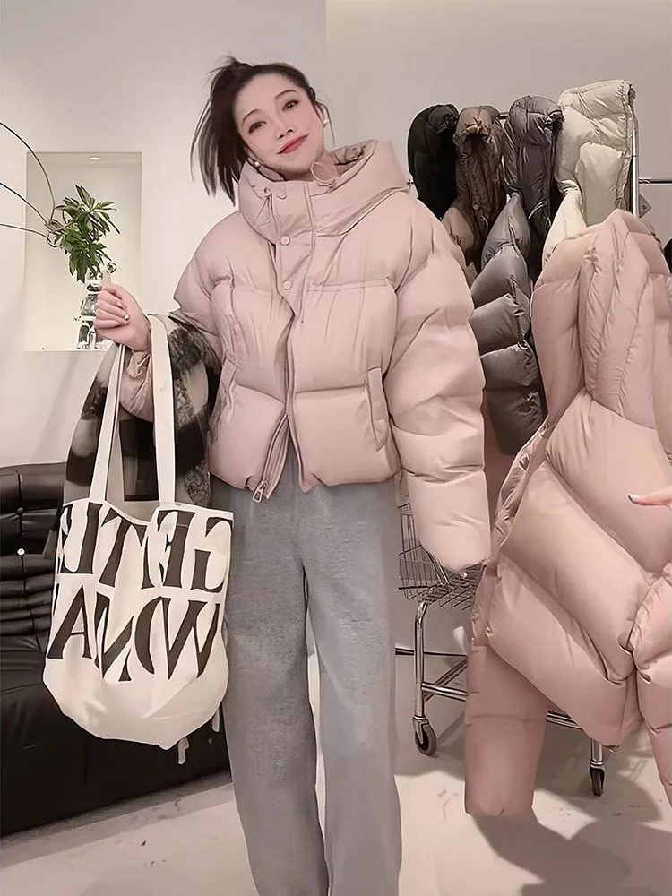 

Faionable mat Hooded down Cotton Jaet Women's Winter New Loose Sli Small Size Warm Cotton Coat Zipper Closure ...