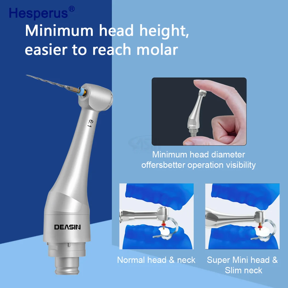 6:1 Super Mini Contra Angle Head for Endo Motor Dent al Reciprocating Endomotor Head Endodontics Compatible With Woodpecker